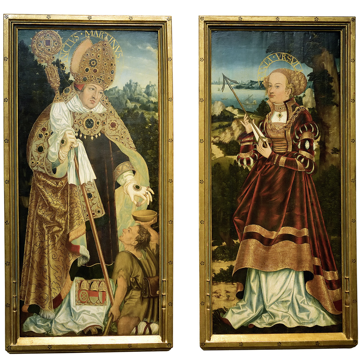 Lucas Cranach d. Ä. und Werkstatt Die beiden um 1530 entstandenen Bildtafeln (Der Heilige Martin und Ursula) verschlossen einst als Innen- und Außenflügel einen verlorenen Altar aus dem Mainzer Domstift.