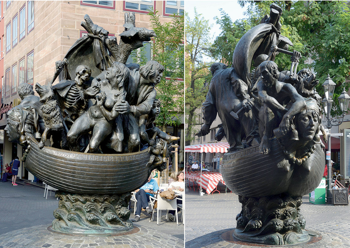 Narrenschiffbrunnen in Nürnberg – eine Arbeit des 2007 verstorbenen Bildhauers Jürgen Weber