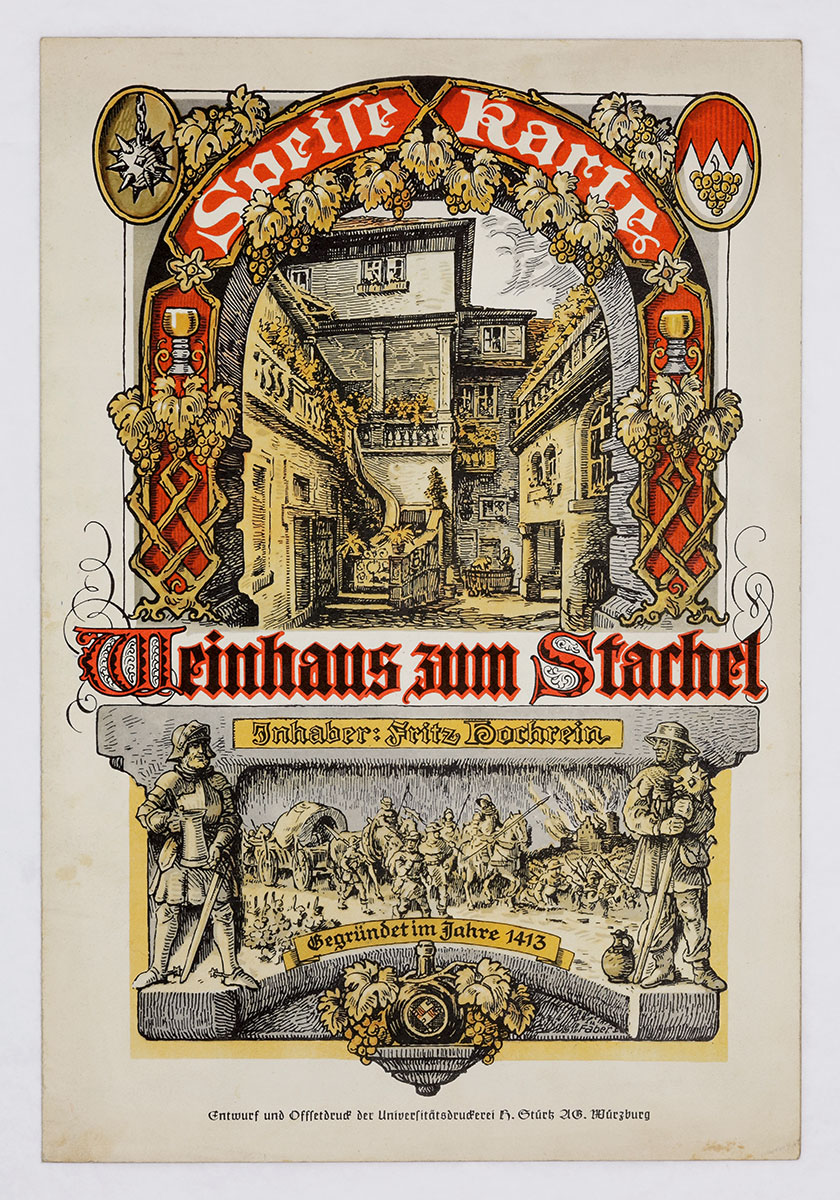 Speisekarte aus den 1960er Jahren des noch heute bestehenden Gasthauses „Zum Stachel“