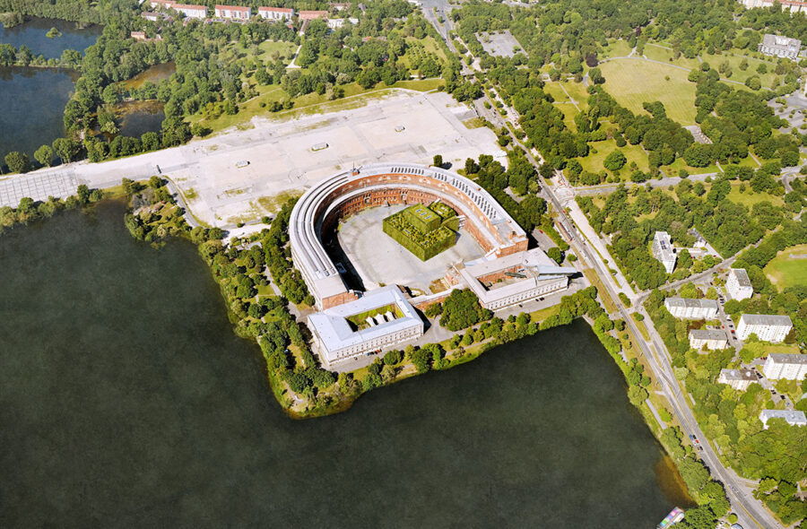 Blick in die Zukunft: Im Innenhof der Kongresshalle entsteht derzeit der Theaterbau mit Bühne und Zuschauerraum der Spielstätte des Staatstheaters Nürnberg. Blick in die Zukunft: Im Innenhof der Kongresshalle entsteht derzeit der Theaterbau mit Bühne und Zuschauerraum der Spielstätte des Staatstheaters Nürnberg.