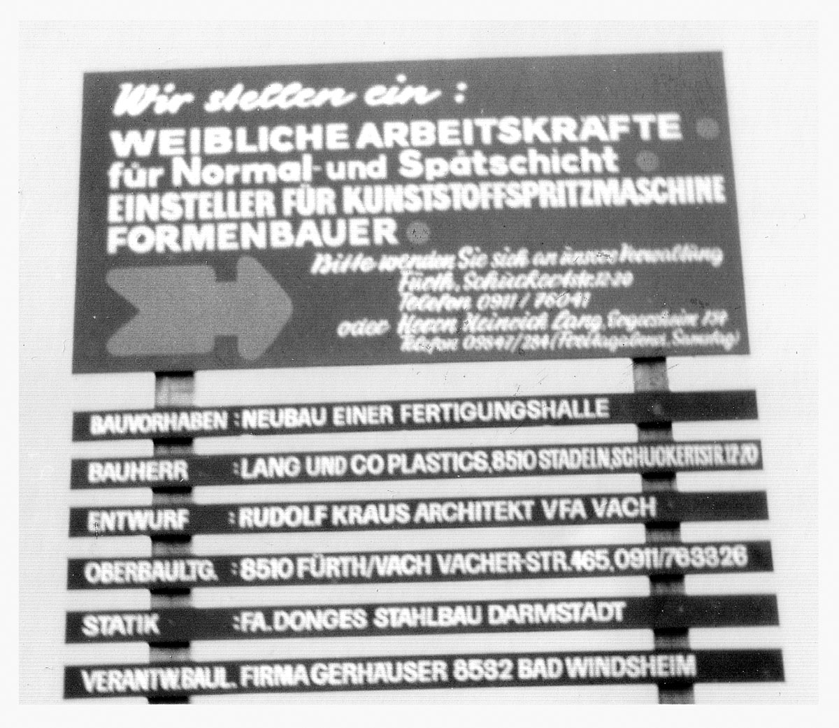 1978: Schon während der Bauphase in Ergersheim wurde für Mitarbeitende geworben