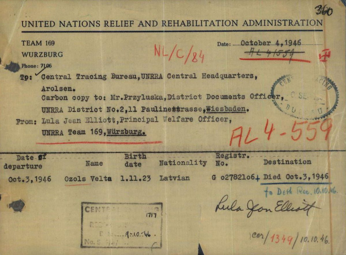 Sterbenachweis eines lettischen DP in Würzburg 1946