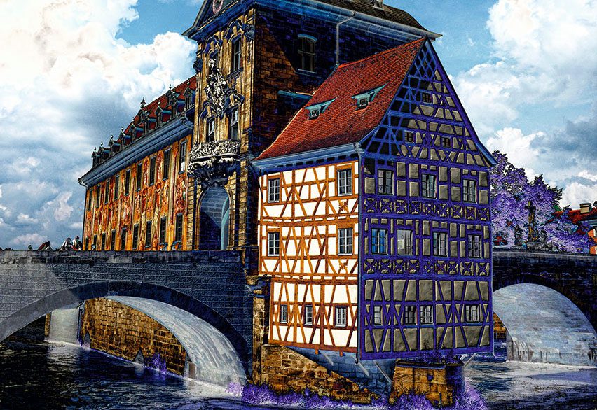 Das Alte Rathaus in Bamberg – farblich verfremdet, aber u.U. genießbar.